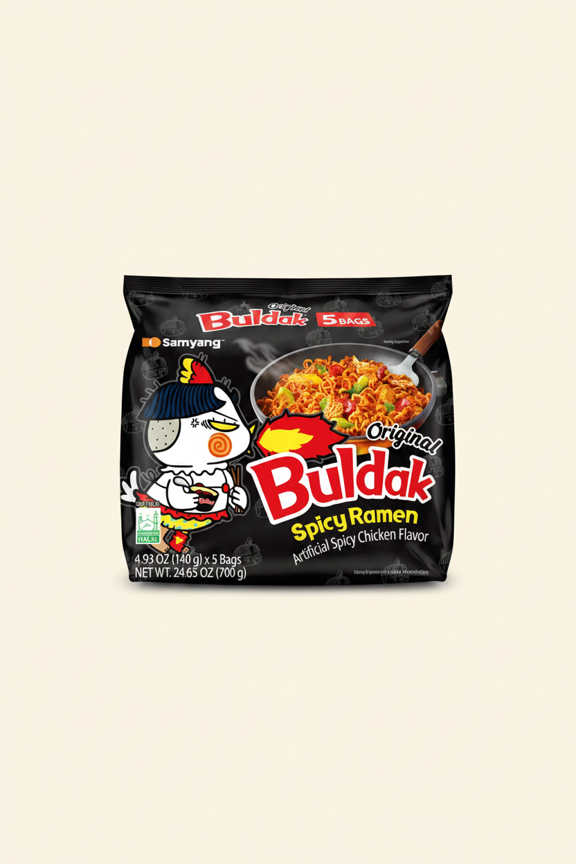 Samyang Buldak Original Spicy Chicken Instant Ramen Noodles, 5 Pack, 4.93 oz Bags