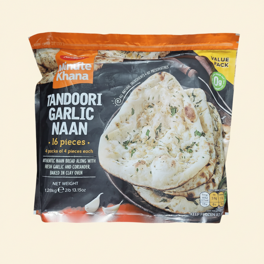 Haldiram Frozen Tandoori Garlic Naan 1.2 KG (Pack of 16)