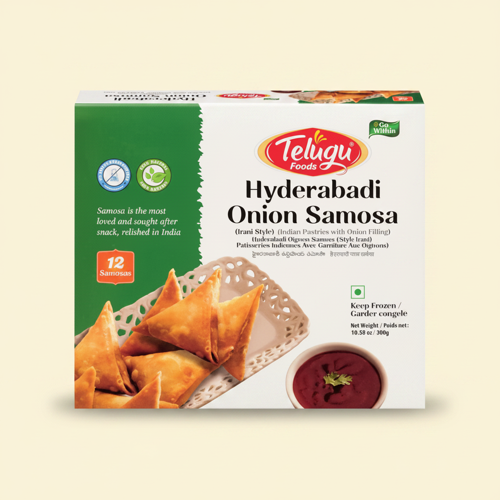 Frozen Telugu Foods Hyderabadi Onion Samosa (Pack of 12)