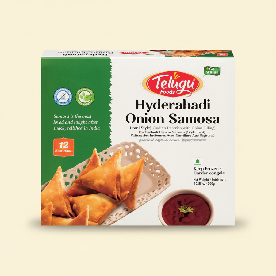 Frozen Telugu Foods Hyderabadi Onion Samosa (Pack of 12)