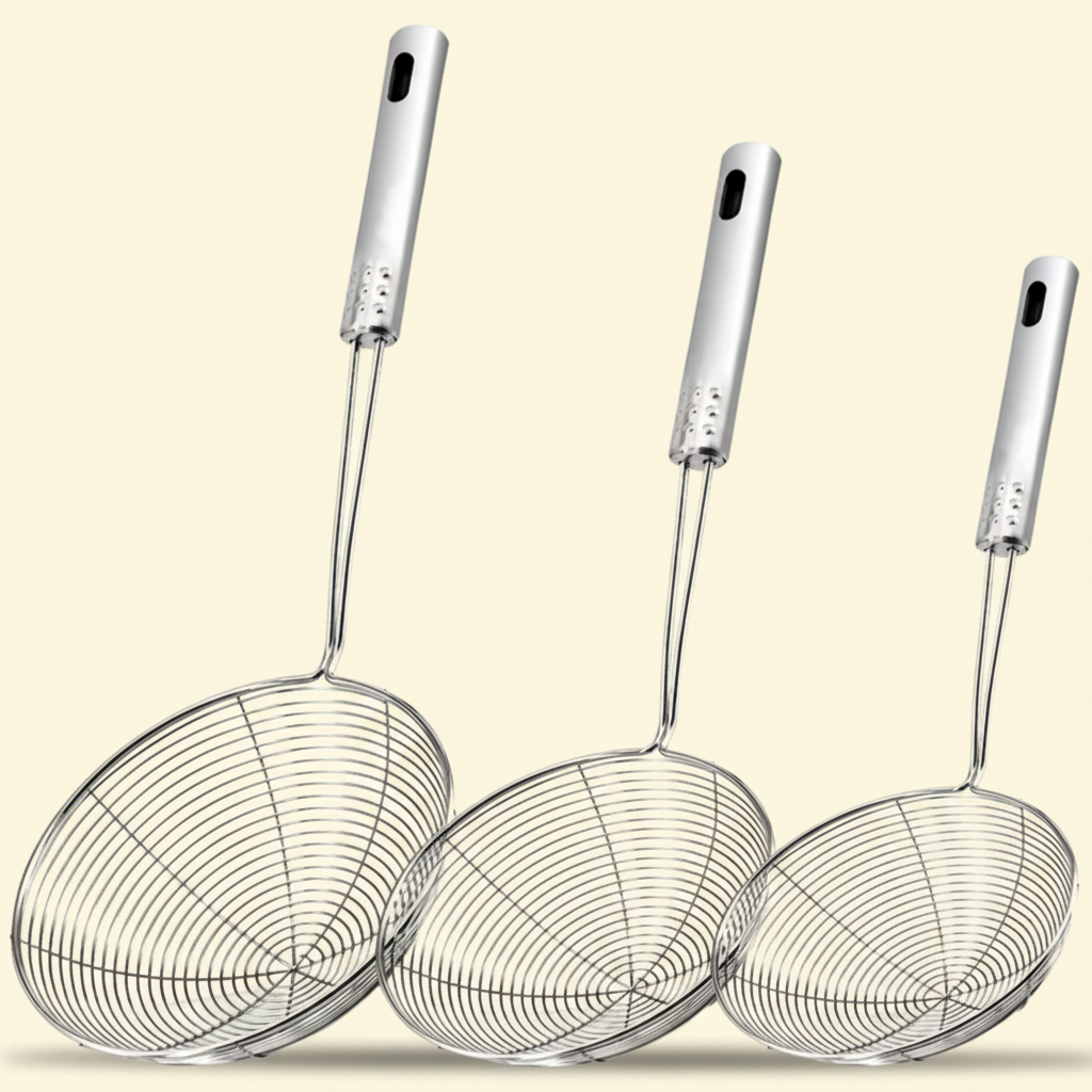 3pcs Stainless Steel Spider Strainer